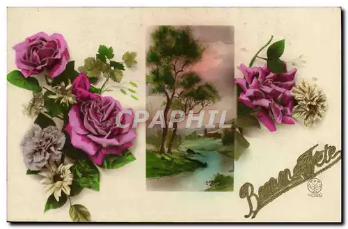 Cartes postales Fantaisie Fleurs Bonne Fete