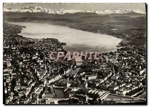 Moderne Karte Zurich Die innere Stadt von Flugzeug aus