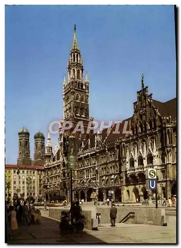 Cartes postales moderne Munchen Marienplatz mit Rathaus und Frauenkirche