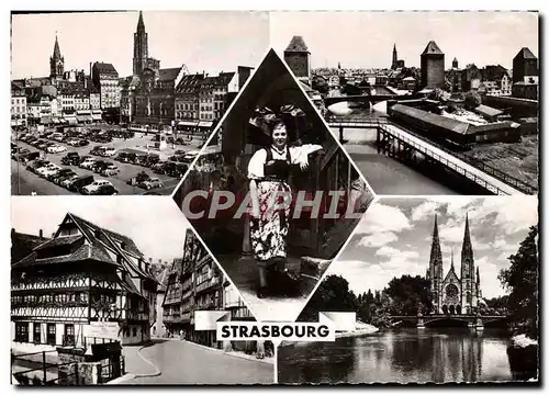 Moderne Karte Strasbourg Place Kleber Ponts Couverts Alsacienne Bain aux plantes Eglise Saint Paul