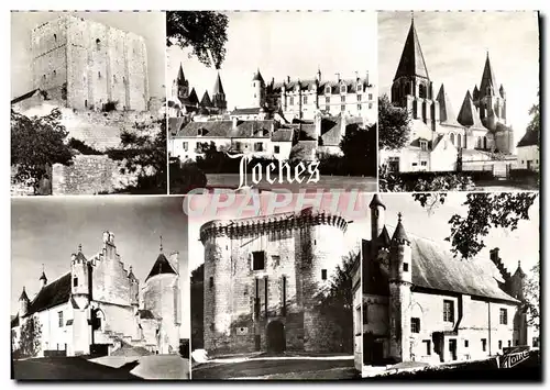 Cartes postales moderne Loches Les Merveilles du Val De Loire Le donjon Les logis royaux La porte du chateau Le logis du