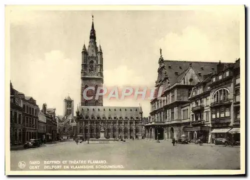 Moderne Karte Gand Beffroi Et Theatre Flamand