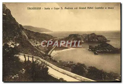 Cartes postales Taormina Isola Capo Andrea Col Grand Castello a Mare