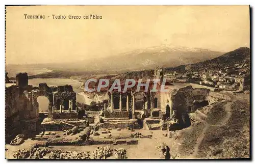 Ansichtskarte AK Taormina Teatro Greco Coll Etna Volcan