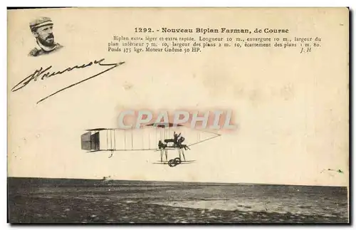 Cartes postales Nouveau biplan Farman Course Avion