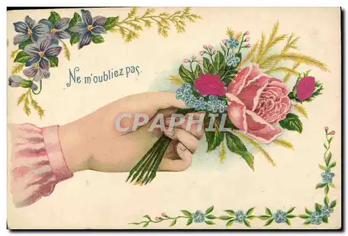 Cartes postales Fantaisie Main Fleurs