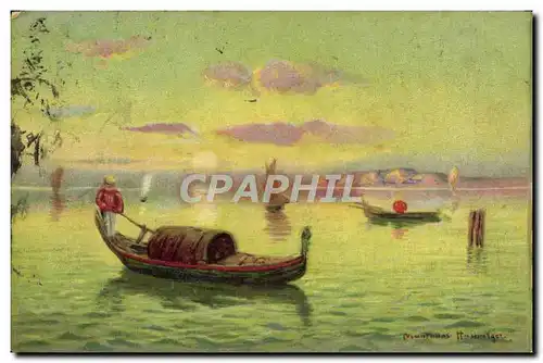 Cartes postales Fantaisie Paysage Barque