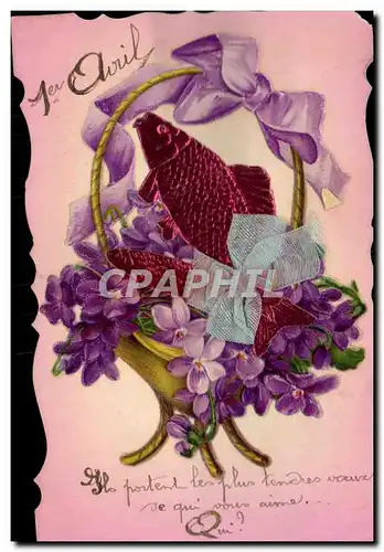 Cartes postales Fantaisie Fleurs Poisson