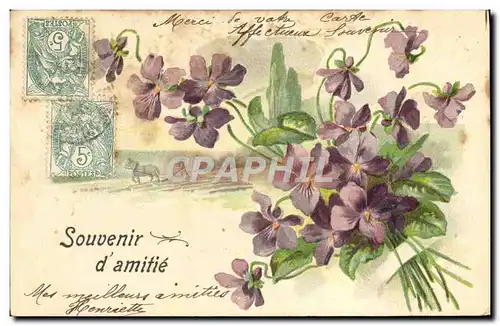 Cartes postales Fantaisie Fleurs Souvenir D&#39Amitie