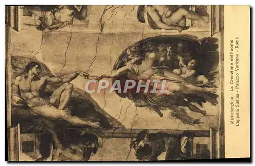 Cartes postales Michelangiolo La Creazione Dell&#39Uomo Cappella Sistina Palazzo Vaticano Roma