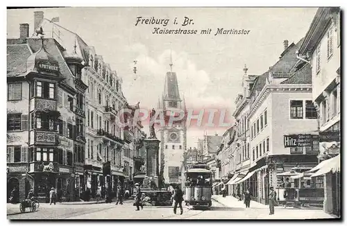 Cartes postales Freiburg I Br Kaiserstrasse Mit Martinstor Tramway