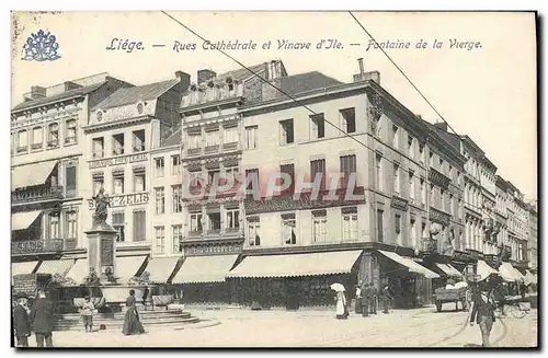 Cartes postales Liege Rues Cathedrale Et Vinave D&#39Ile Fontaine De La Vierge
