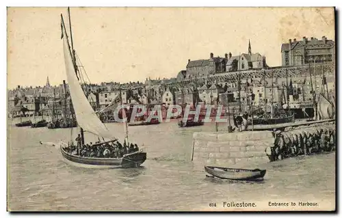 Cartes postales Folkestone Entrance To Harbour Bateaux