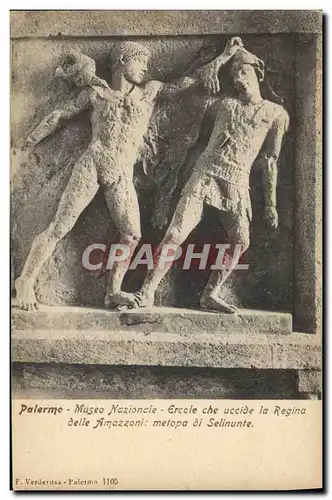 Cartes postales Palermo Museo Nazionale Ercole Che Uccide La Regina Delle Amazzoni metopa di Selinunte