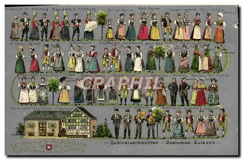 Cartes postales Schweizetrachten Costumes suisses Folklore Suisse