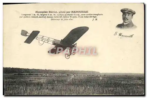 Cartes postales Monoplan Bleriot Pilote Par Hanouille Avion