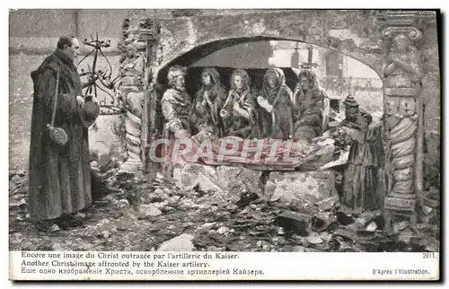 Cartes postales Encore Une Image Du Christ Outragee Par l&#39Artillerie Du Kaiser Militaria