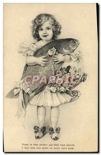 Cartes postales Voyez Ce Beau Poisson Que Bebe Vous Apporte Enfant