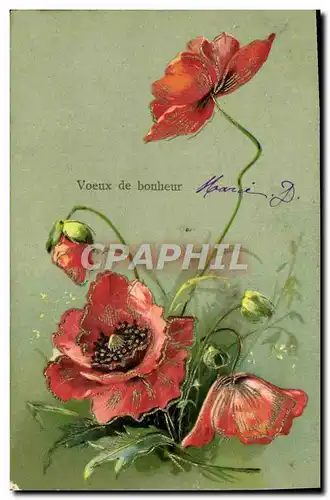 Ansichtskarte AK Voeux De bonheur Fleurs