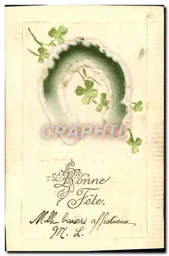 Cartes postales Fantaisie Fleurs Trefle Fer a cheval Bonne Fete