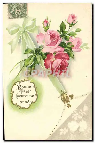 Cartes postales Fantaisie Bonne Et Heureuse Annee Fleurs