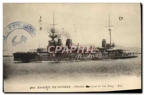 Cartes postales Marine De Guerre Verite Cuirasse de 1er rang Bateau