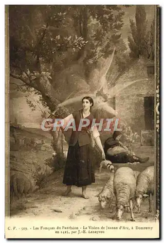 Cartes postales Les Fresques Du Pantheon La Vision De Jeanne d&#39Arc Domremy Lenepveu Ange