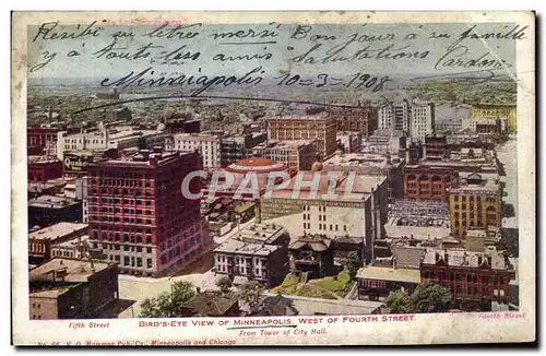 Cartes postales Bird&#39s Eye View of Minneapolis West of Fourth Street