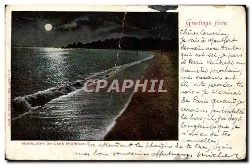 Cartes postales Moonlight On Lake Michigan