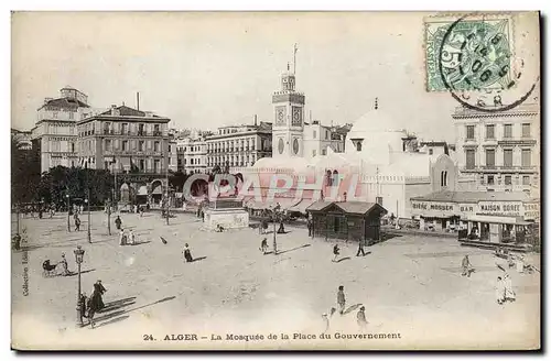Cartes postales Alger La Mosquee et la place du gouvernement