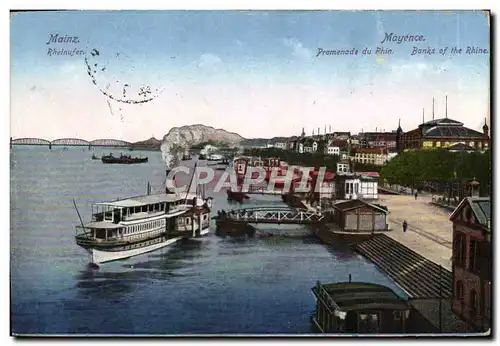 Cartes postales Mainz Rheinufer Bateau