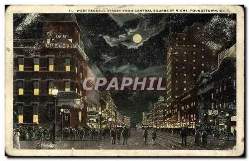 Cartes postales West Federl Street From Central Square By Night Youngstown