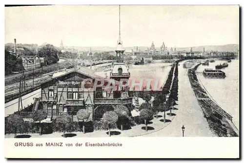 Ansichtskarte AK Gruss Aus Mainz Von Der Eisenbahnbrucke