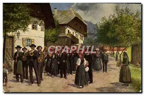 Cartes postales Folklore Hotel lowen National Lomis Nassoy Triberg Folklore Cuivres Trompette Tube