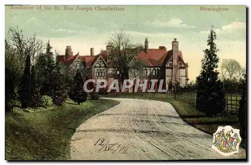 Cartes postales Residence Of The Rt Hon Joseph Chamberlain Birmingham