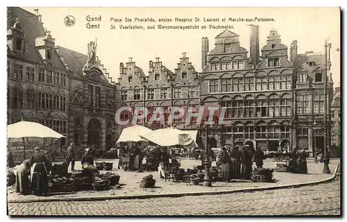 Ansichtskarte AK Gand Place Ste Pharailde Ancien Hospice St Laurent Et Marche Aux Polssons Gent St Veeleplein Oud