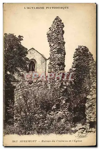 Cartes postales L&#39Auvergne Pittoresque Miremont Ruines Du Chateau Et l&#39Eglise