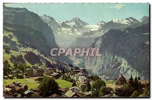 Moderne Karte Wengen Blick ins Lauterbrunnental