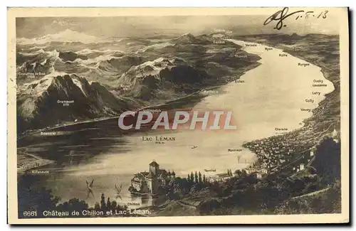 Cartes postales Chillon Chateau de et lac Leman