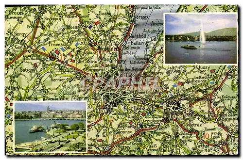 Cartes postales moderne Carte De La Regign De Geneve Avec Vues De La Ville