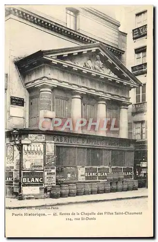 Cartes postales Paris Hlstorique Restes de la Chapelle des Filles Saint Chaumont rue St Denis