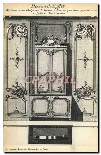 Ansichtskarte AK Fantaisie Decor antique Dessin de buffet