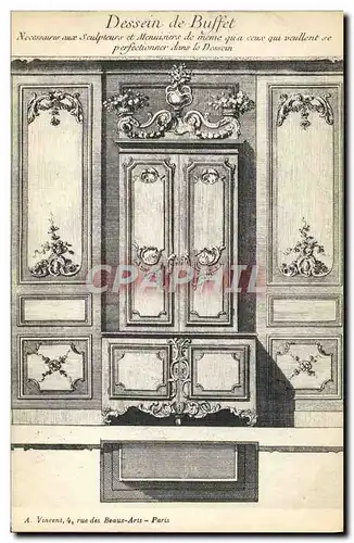 Ansichtskarte AK Fantaisie Decor antique Dessin de buffet