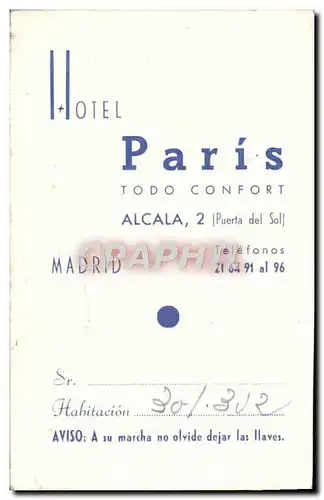 Fiche Hotel Madrid Paris Hotel Alcala