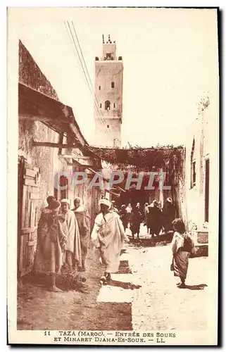 Cartes postales Taza Entree des souks et minaret Djama Es Souk