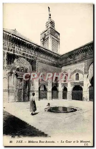 Cartes postales Fez Medersa Bou Anania La Cour et le Minaret