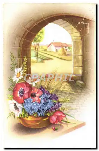 VINTAGE POSTCARD Fantasy Flowers