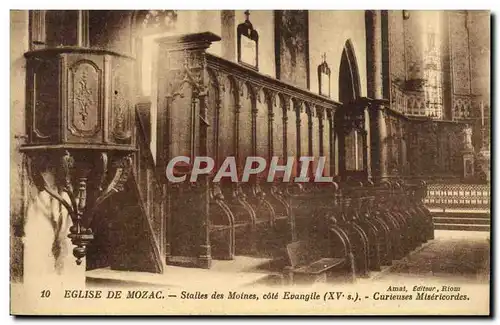 Cartes postales Eglise De Mozac Stalles des Moines cote Evangile