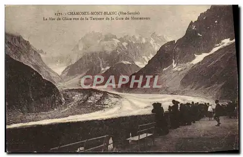 Ansichtskarte AK Chamonix Mont Blanc La Mer De Glace Vue De La Terrasse De La Gare Du Montenvers