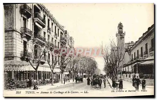 Cartes postales Tunis Avenue De Carthage Et Le Casino